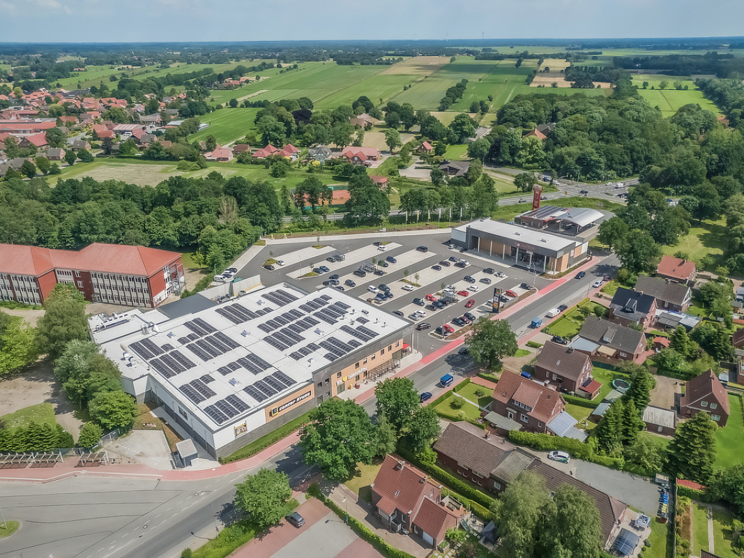 Freytag & v.d. Linde Neubau Gewerbebau Edeka Luftaufnahme Marienhafe