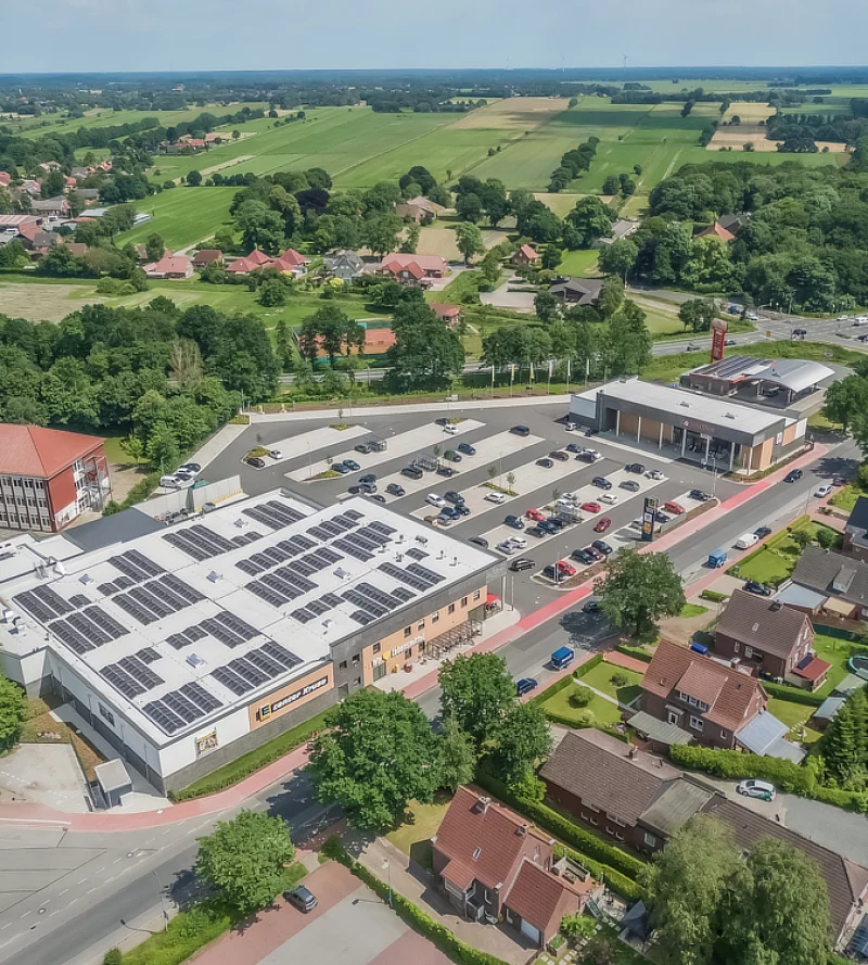 Freytag & v.d. Linde Neubau Gewerbebau Edeka Luftaufnahme Marienhafe